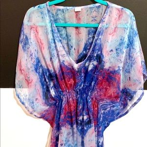 Colorful see through swimsuit cover up
